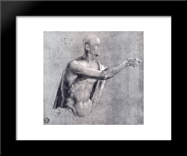 Male Nude, Half Length 20x24 Black Modern Wood Framed Art Print Poster by Durer, Albrecht