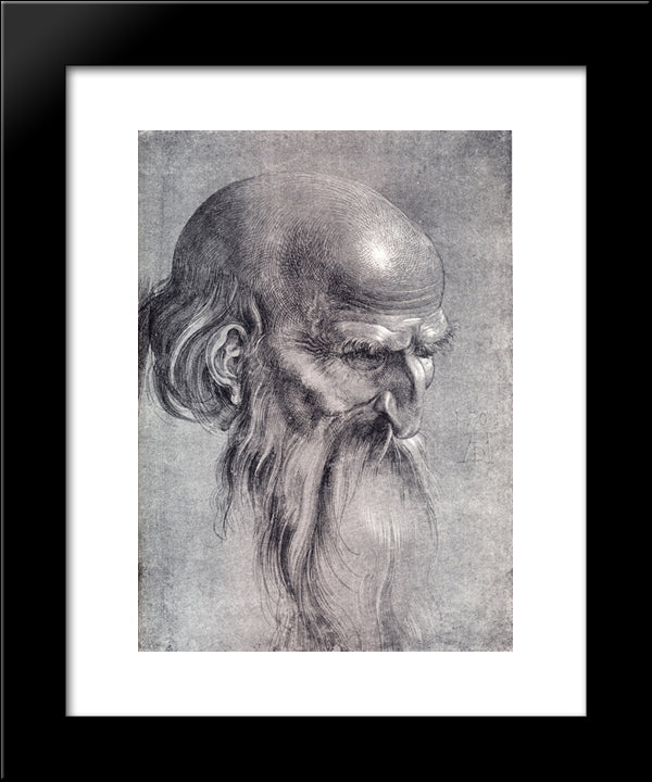 Head Of An Apostle Looking Downward 20x24 Black Modern Wood Framed Art Print Poster by Durer, Albrecht