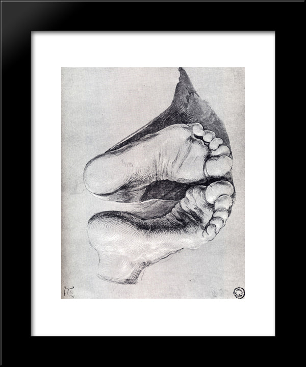 Feet Of A Kneeling Man 20x24 Black Modern Wood Framed Art Print Poster by Durer, Albrecht