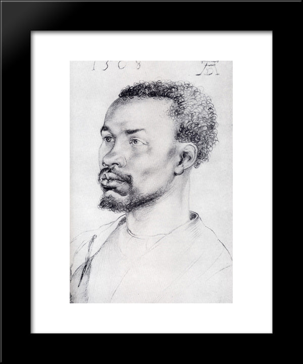 Head Of A Negro 20x24 Black Modern Wood Framed Art Print Poster by Durer, Albrecht