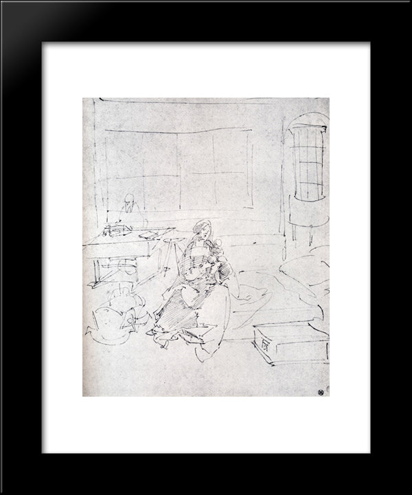 The Holy Family In A Room 20x24 Black Modern Wood Framed Art Print Poster by Durer, Albrecht