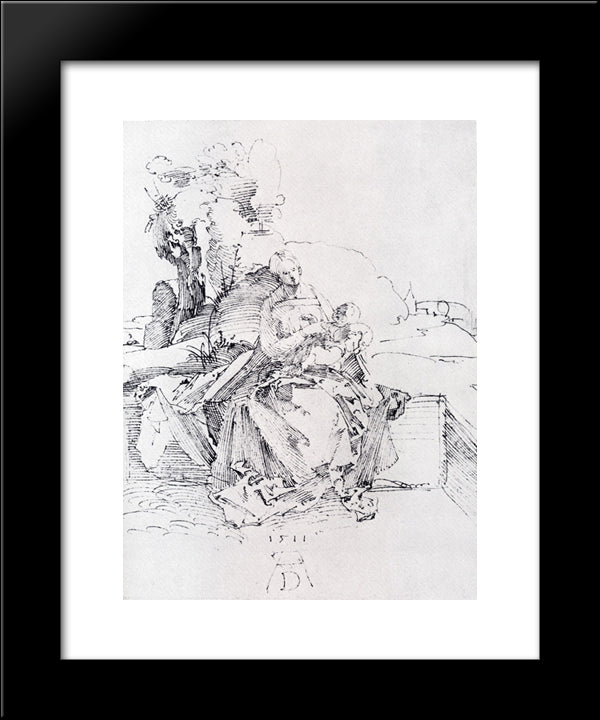 The Madonna And Child On A Grassy Bank 20x24 Black Modern Wood Framed Art Print Poster by Durer, Albrecht