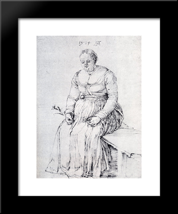 Seated Woman 20x24 Black Modern Wood Framed Art Print Poster by Durer, Albrecht