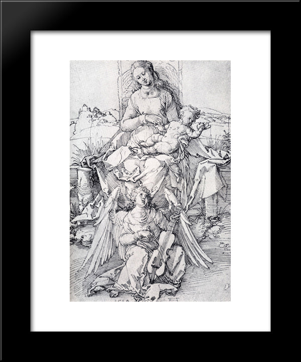 The Madonna And Child With A Music-Making Angel 20x24 Black Modern Wood Framed Art Print Poster by Durer, Albrecht