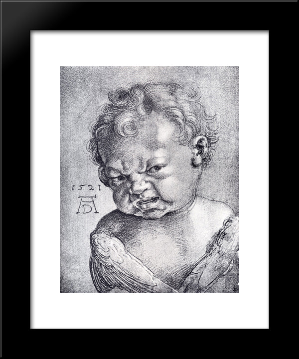 Weeping Cherub 20x24 Black Modern Wood Framed Art Print Poster by Durer, Albrecht
