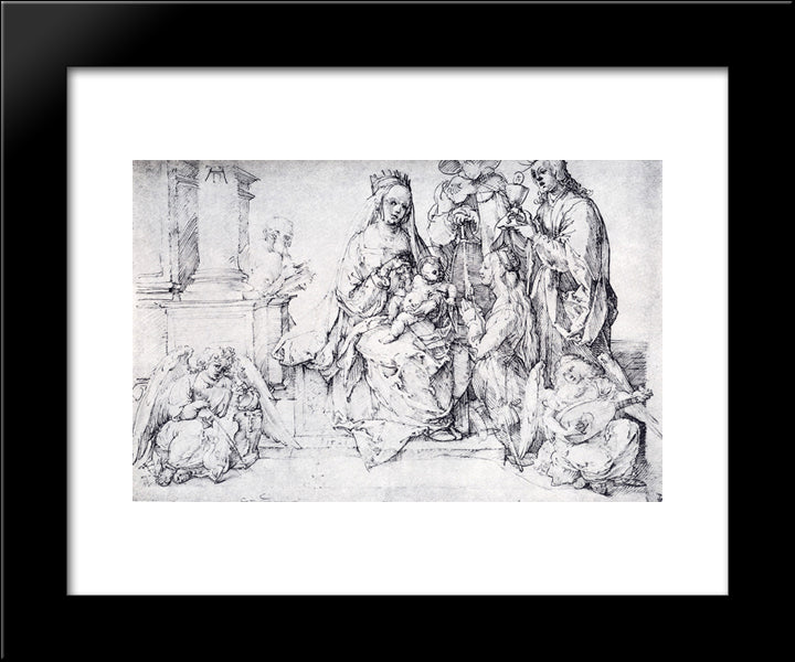 The Virgin With Two Angels And Four Saints 20x24 Black Modern Wood Framed Art Print Poster by Durer, Albrecht