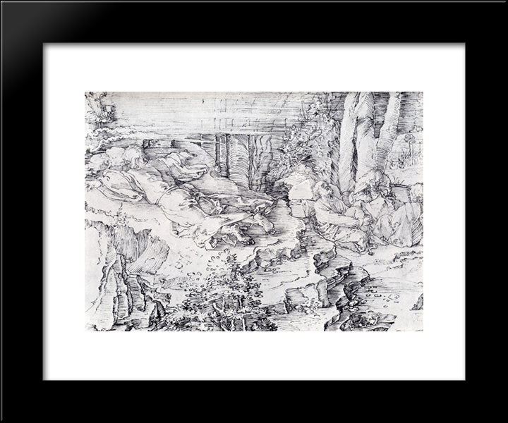 Christ On The Mount Of Olives 20x24 Black Modern Wood Framed Art Print Poster by Durer, Albrecht
