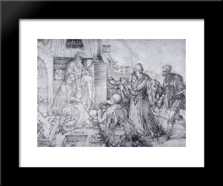 The Adoration Of The Wise Men 20x24 Black Modern Wood Framed Art Print Poster by Durer, Albrecht
