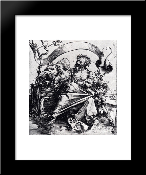 Young Woman Attacked By Death 20x24 Black Modern Wood Framed Art Print Poster by Durer, Albrecht