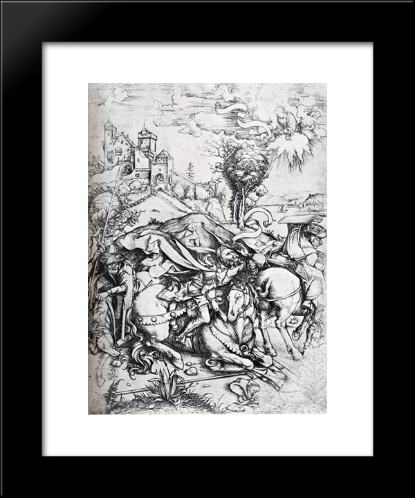 The Conversion Of St. Paul 20x24 Black Modern Wood Framed Art Print Poster by Durer, Albrecht