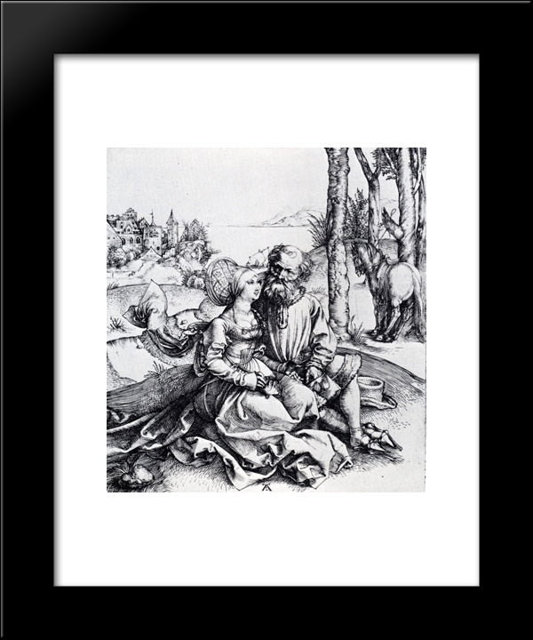 The Ill-Assorted Couple 20x24 Black Modern Wood Framed Art Print Poster by Durer, Albrecht