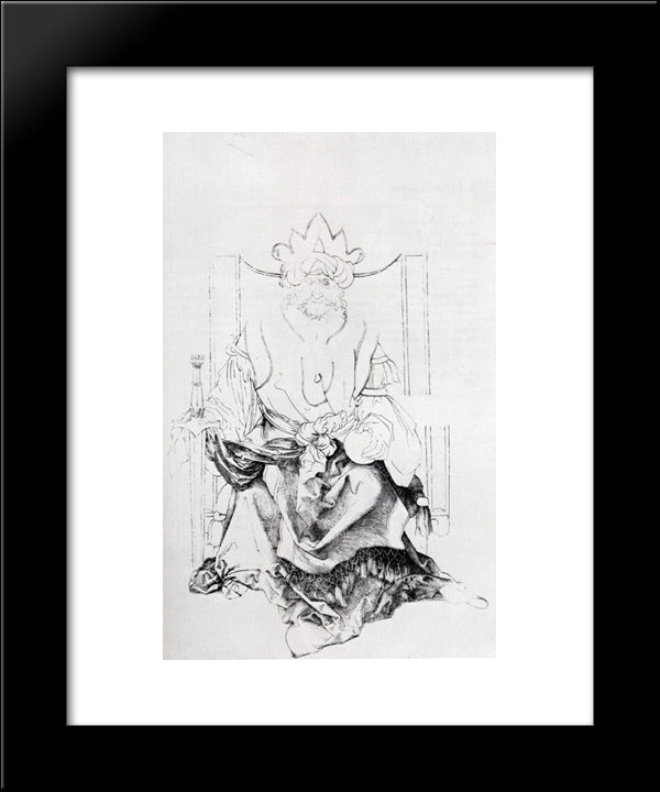 Oriental Ruler Enthroned 20x24 Black Modern Wood Framed Art Print Poster by Durer, Albrecht