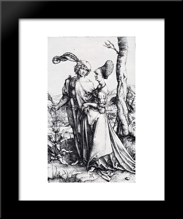 Young Couple Threatened By Death 20x24 Black Modern Wood Framed Art Print Poster by Durer, Albrecht