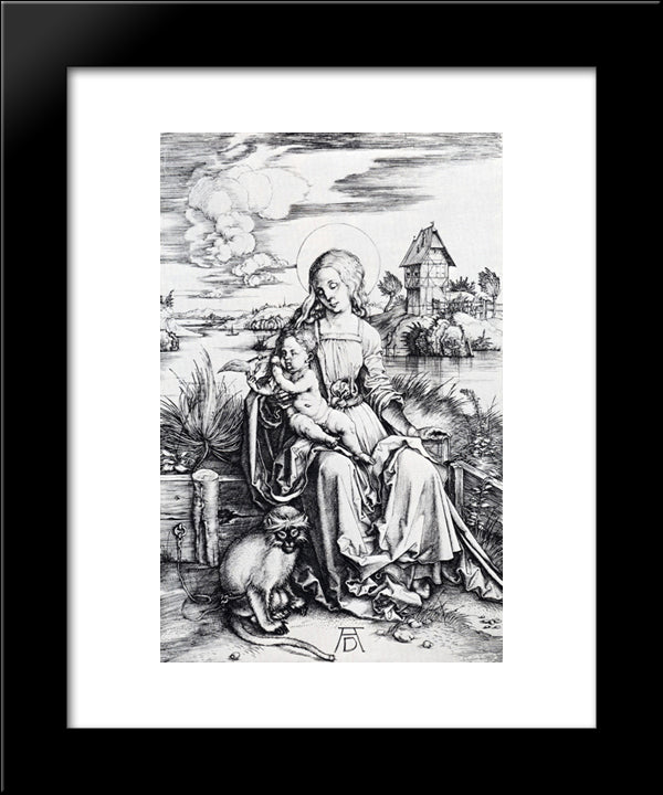 Madonna With The Monkey 20x24 Black Modern Wood Framed Art Print Poster by Durer, Albrecht