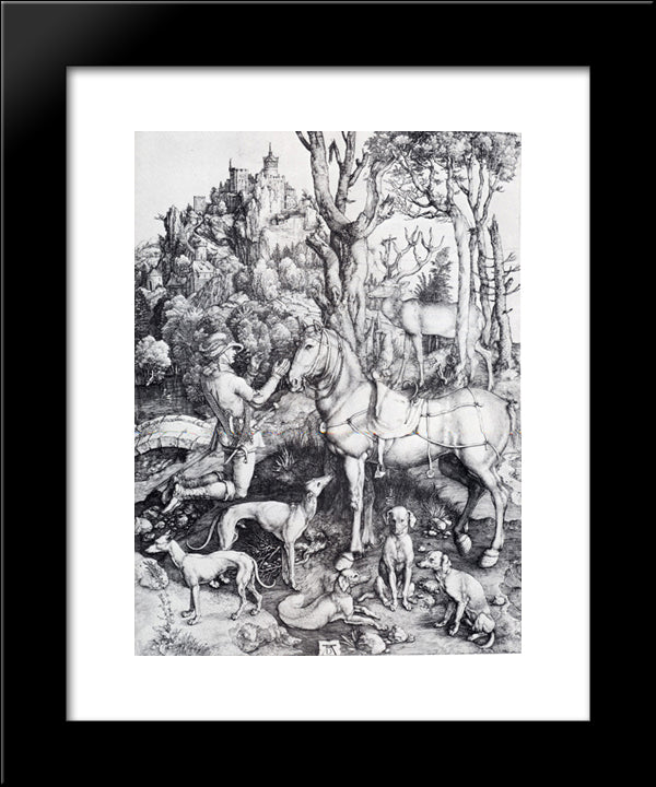 St. Eustace 20x24 Black Modern Wood Framed Art Print Poster by Durer, Albrecht