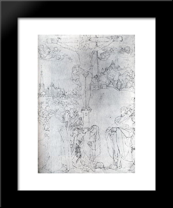 Crucifixion With Many Figures 20x24 Black Modern Wood Framed Art Print Poster by Durer, Albrecht