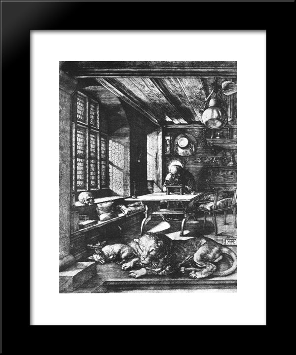 St. Jerome In His Study 20x24 Black Modern Wood Framed Art Print Poster by Durer, Albrecht