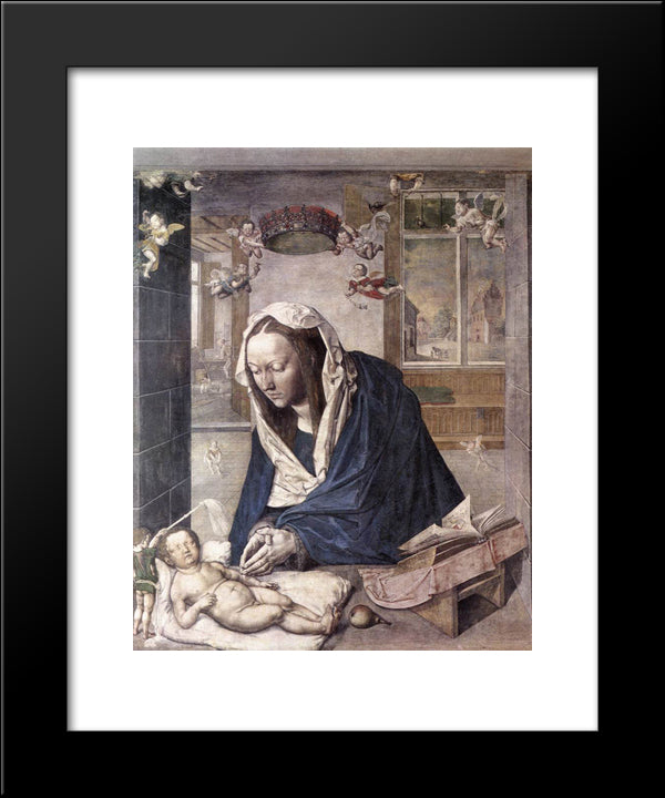 The Dresden Altarpiece (Central Panel) 20x24 Black Modern Wood Framed Art Print Poster by Durer, Albrecht