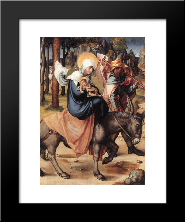 The Seven Sorrows Of The Virgin: The Flight Into Egypt 20x24 Black Modern Wood Framed Art Print Poster by Durer, Albrecht