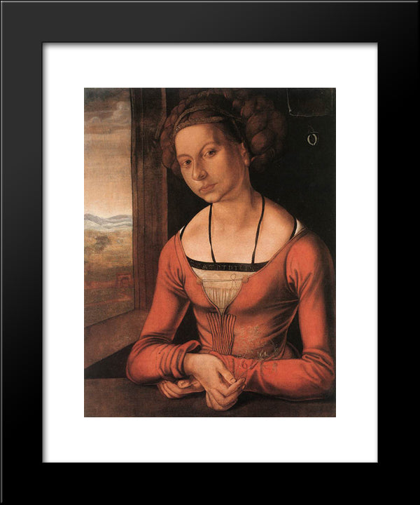 Portrait Of A Young Furleger With Her Hair Done Up 20x24 Black Modern Wood Framed Art Print Poster by Durer, Albrecht