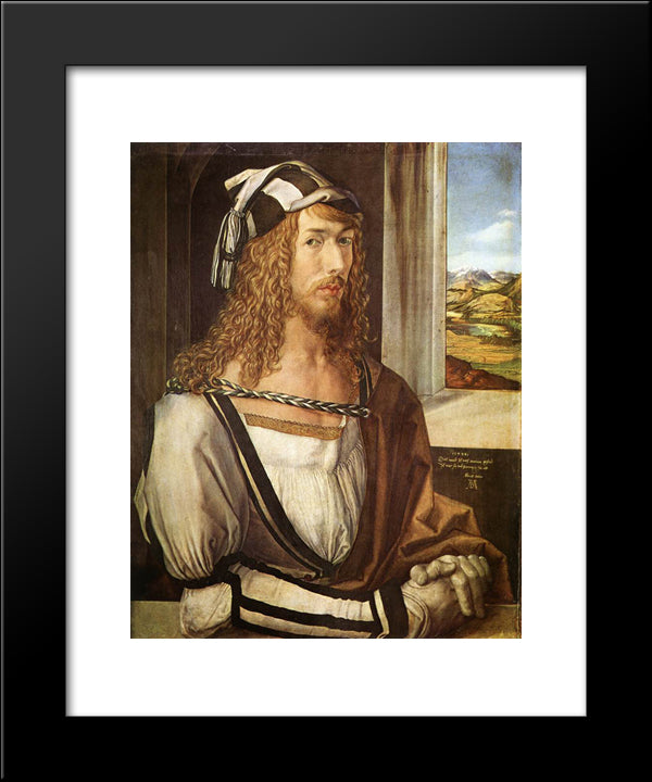 Self-Portrait At 26 20x24 Black Modern Wood Framed Art Print Poster by Durer, Albrecht