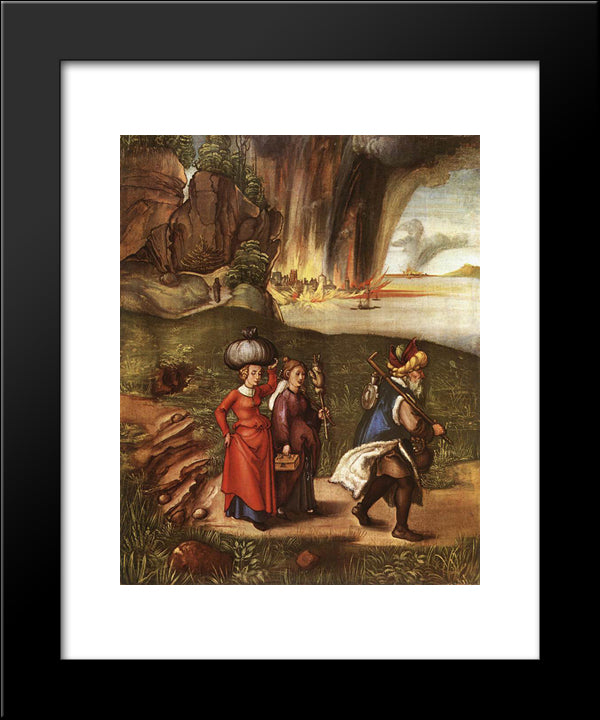 Lot Fleeing With His Daughters From Sodom 20x24 Black Modern Wood Framed Art Print Poster by Durer, Albrecht