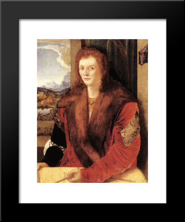 Portrait Of St Sebastian With An Arrow 20x24 Black Modern Wood Framed Art Print Poster by Durer, Albrecht