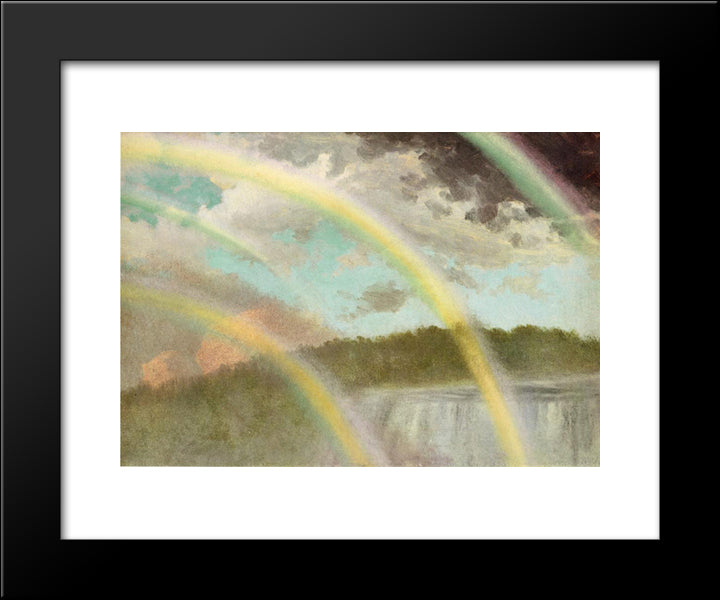Four Rainbows Over Niagara Falls 20x24 Black Modern Wood Framed Art Print Poster by Bierstadt, Albert