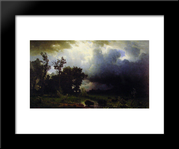 Buffalo Trail 20x24 Black Modern Wood Framed Art Print Poster by Bierstadt, Albert