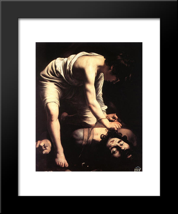 David 20x24 Black Modern Wood Framed Art Print Poster by Caravaggio