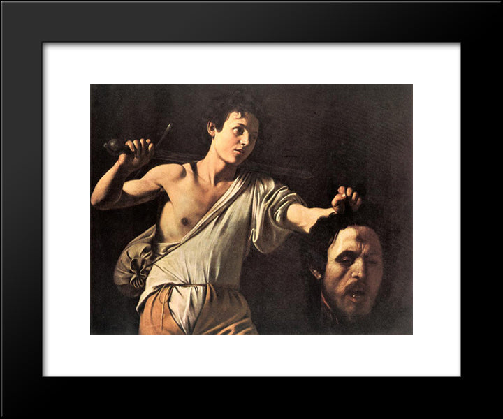 David 20x24 Black Modern Wood Framed Art Print Poster by Caravaggio