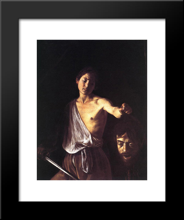 David 20x24 Black Modern Wood Framed Art Print Poster by Caravaggio
