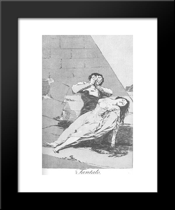 Caprichos - Plate 9: Tantalus 20x24 Black Modern Wood Framed Art Print Poster by Goya, Francisco