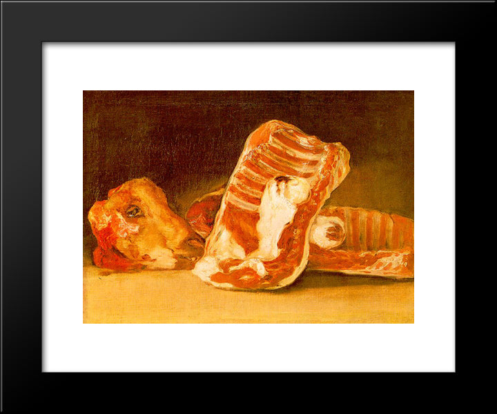 Still Life With Sheep'S Head 20x24 Black Modern Wood Framed Art Print Poster by Goya, Francisco