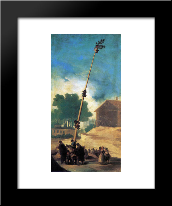 The Greasy Pole (La Cucana) 20x24 Black Modern Wood Framed Art Print Poster by Goya, Francisco
