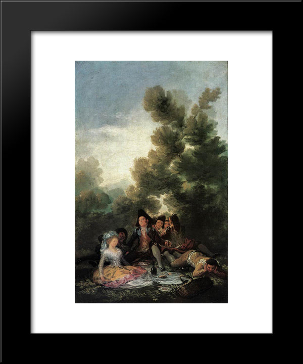 Picnic 20x24 Black Modern Wood Framed Art Print Poster by Goya, Francisco
