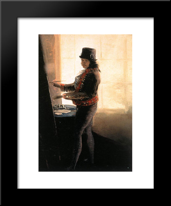 Self-Portrait In The Workshop 20x24 Black Modern Wood Framed Art Print Poster by Goya, Francisco