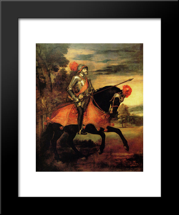 Emperor Charles 20x24 Black Modern Wood Framed Art Print Poster by Titian