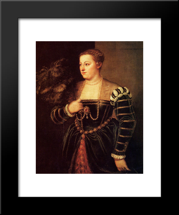 Titian'S Daughter, Lavinia 20x24 Black Modern Wood Framed Art Print Poster by Titian