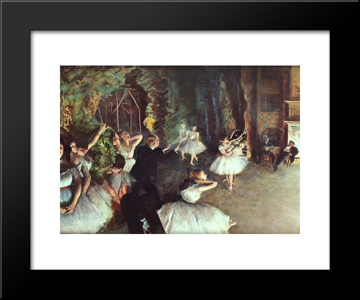 Rehearsal On The Stage 20x24 Black Modern Wood Framed Art Print Poster by Degas, Edgar
