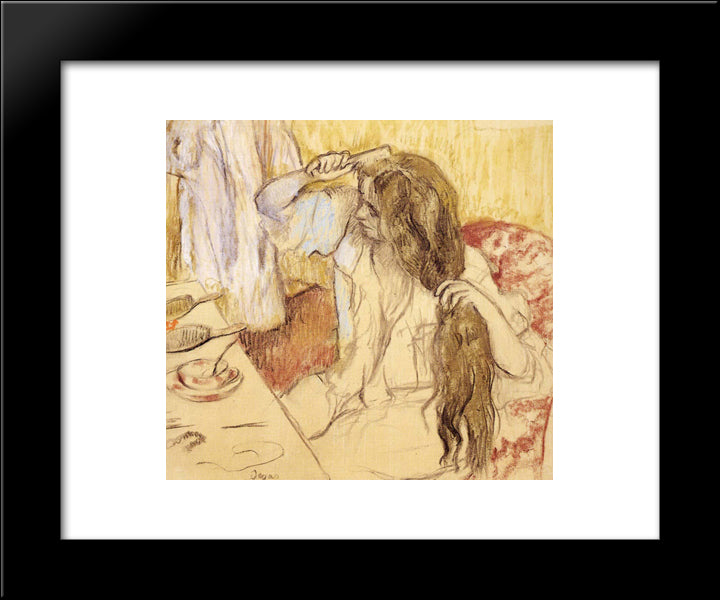 Woman At Her Toilet 20x24 Black Modern Wood Framed Art Print Poster by Degas, Edgar