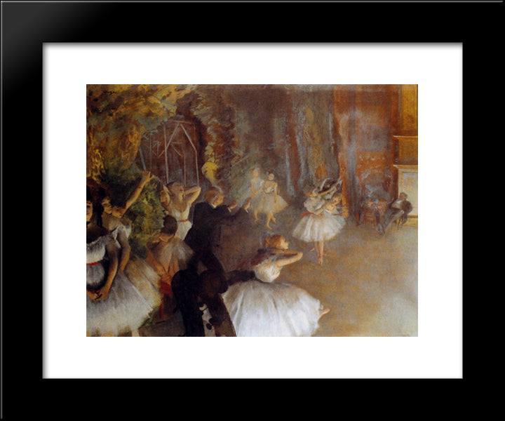 The Rehearsal Of The Ballet Onstage 20x24 Black Modern Wood Framed Art Print Poster by Degas, Edgar