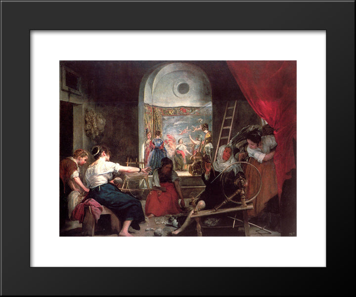 The Spinners 20x24 Black Modern Wood Framed Art Print Poster by Velazquez, Diego