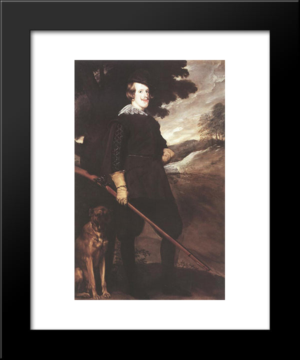 King Philip Iv As A Huntsman 20x24 Black Modern Wood Framed Art Print Poster by Velazquez, Diego