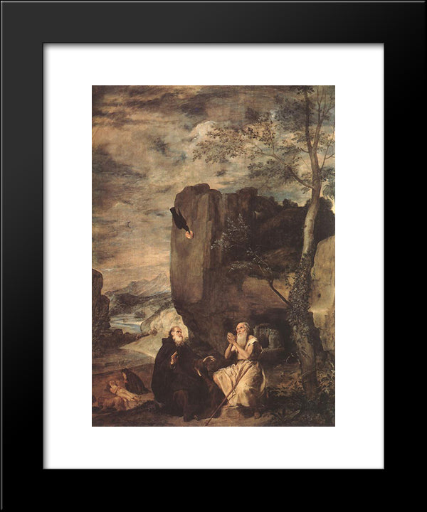 Sts Paul The Hermit And Anthony Abbot 20x24 Black Modern Wood Framed Art Print Poster by Velazquez, Diego