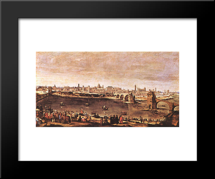 View Of Zaragoza 20x24 Black Modern Wood Framed Art Print Poster by Velazquez, Diego
