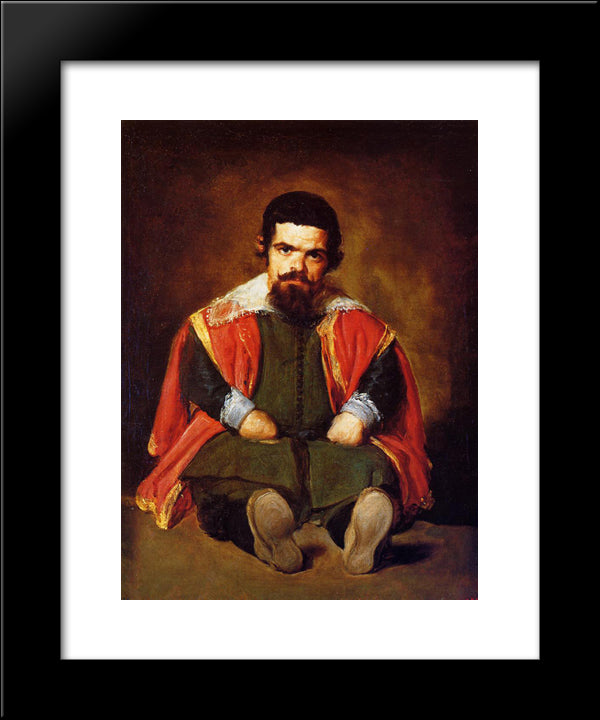 A Dwarf Sitting On The Floor 20x24 Black Modern Wood Framed Art Print Poster by Velazquez, Diego