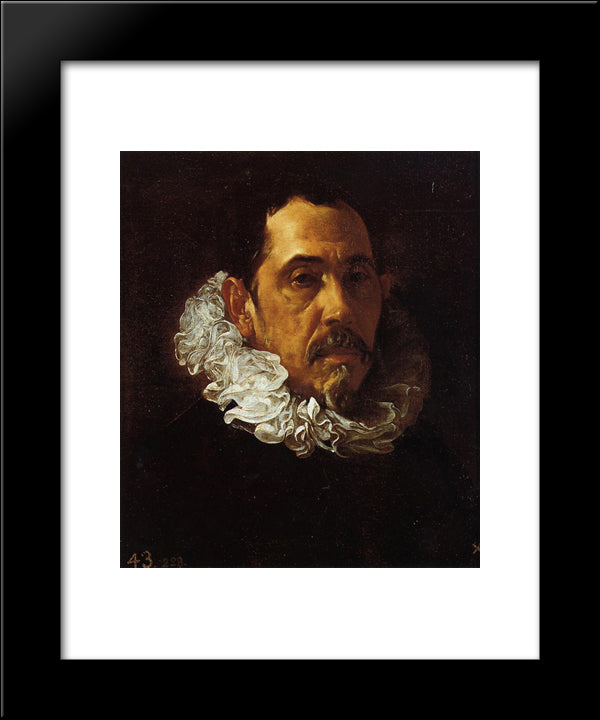 Portrait Of A Man With A Goatee 20x24 Black Modern Wood Framed Art Print Poster by Velazquez, Diego