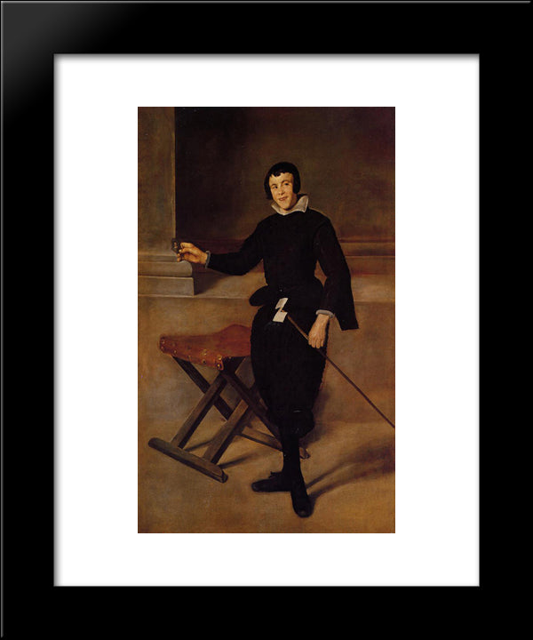 The Buffoon Calabazas 20x24 Black Modern Wood Framed Art Print Poster by Velazquez, Diego