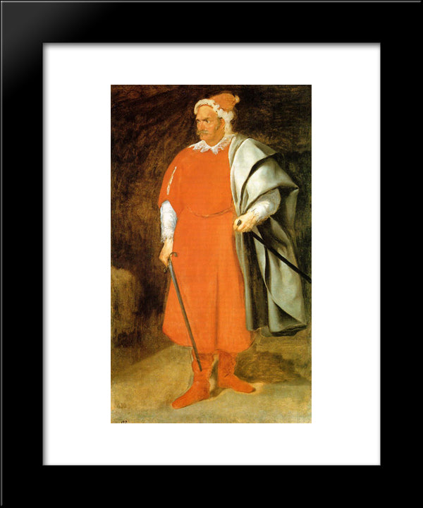 The Buffoon Don Cristobal De Castaneda Y Pernia 20x24 Black Modern Wood Framed Art Print Poster by Velazquez, Diego